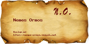 Nemes Ormos névjegykártya